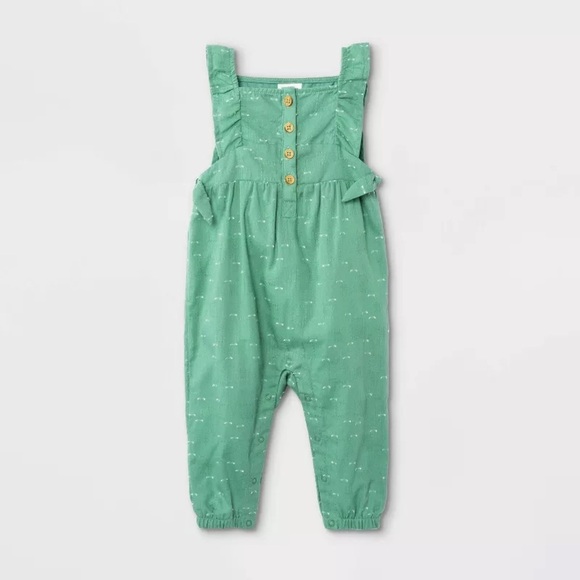 Cat & Jack Boho Muslim Romper One-Piece 12 Months Baby Girl Green Jumpsuit - Picture 1 of 16